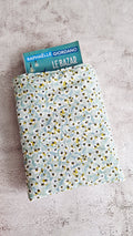 Housse à livre avec poche fleurs bleues