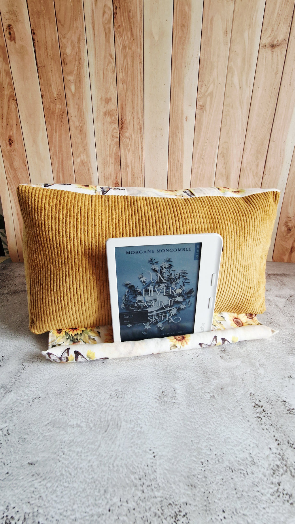 Coussin lecture tournesols papillons