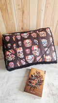Coussin lecture dia de los muertos minky noir