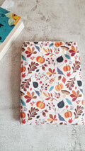 Housse à livre feuilles d'automne et coton blanc