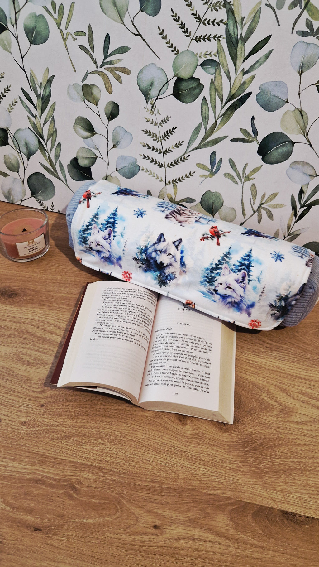 Coussin nomade animaux d'hiver format brochés 2 en 1