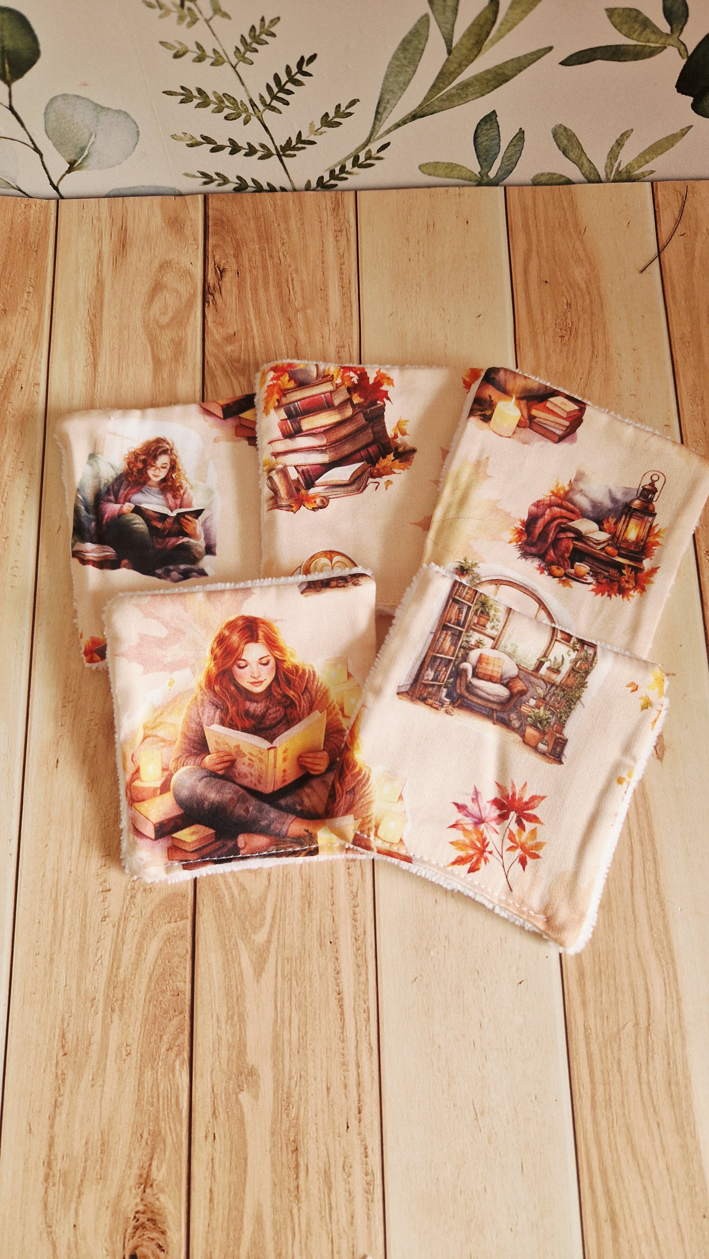 Lot 5 lingettes lectures d'automne
