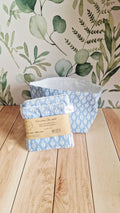 Lot 5 lingettes + panière épis bleus