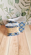 Lot 5 lingettes + panière geo bleu