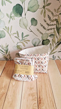 Lot 5 lingettes + panière geo rouge