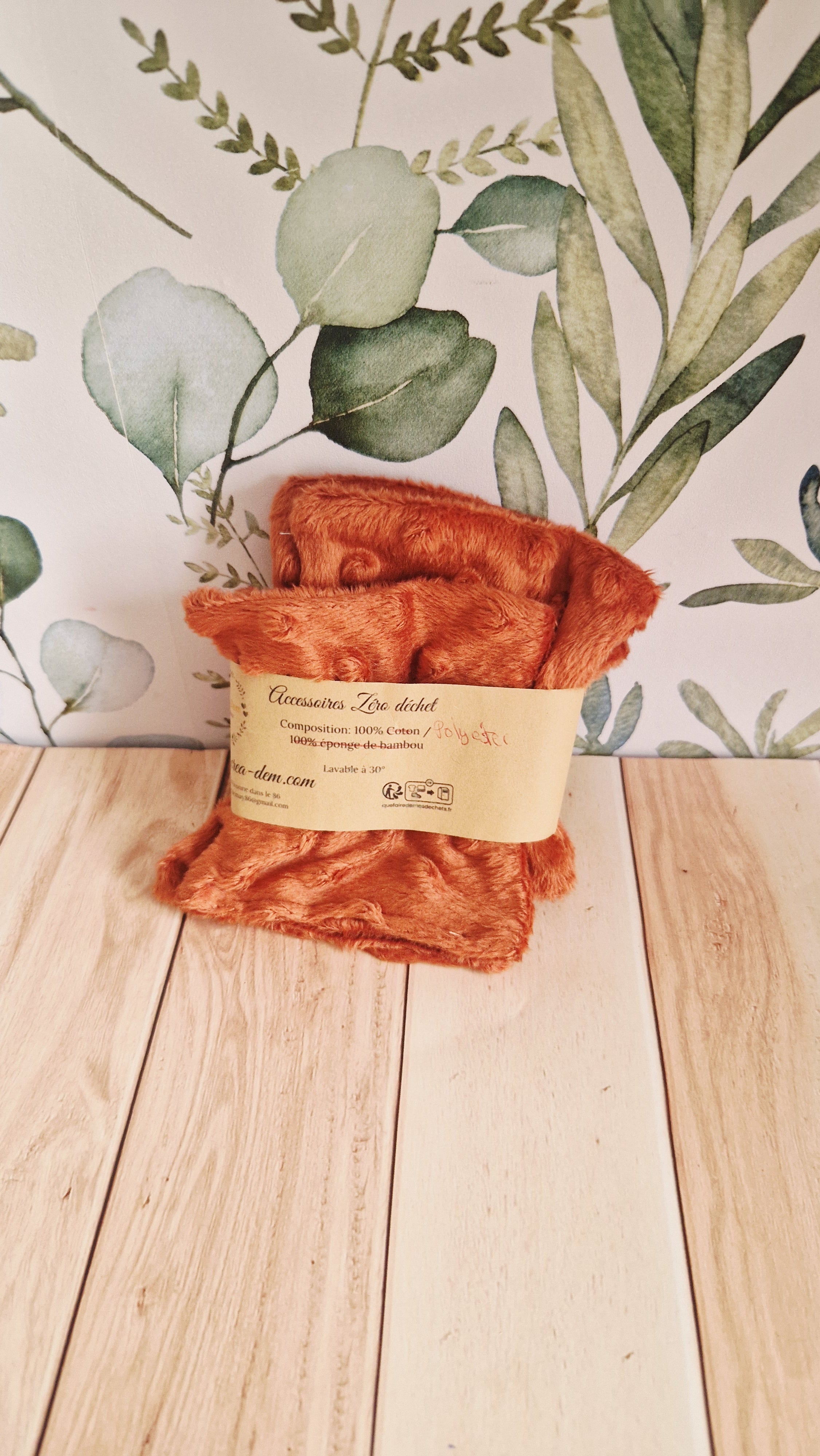 Lot 5 lingettes minky terracotta