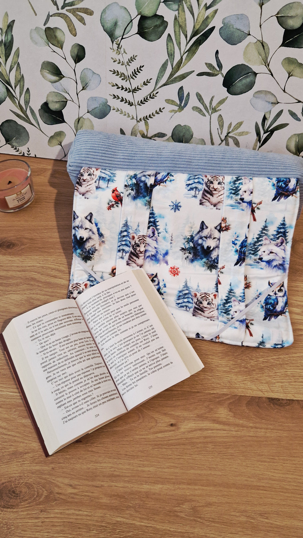 Coussin nomade animaux d'hiver format brochés 2 en 1