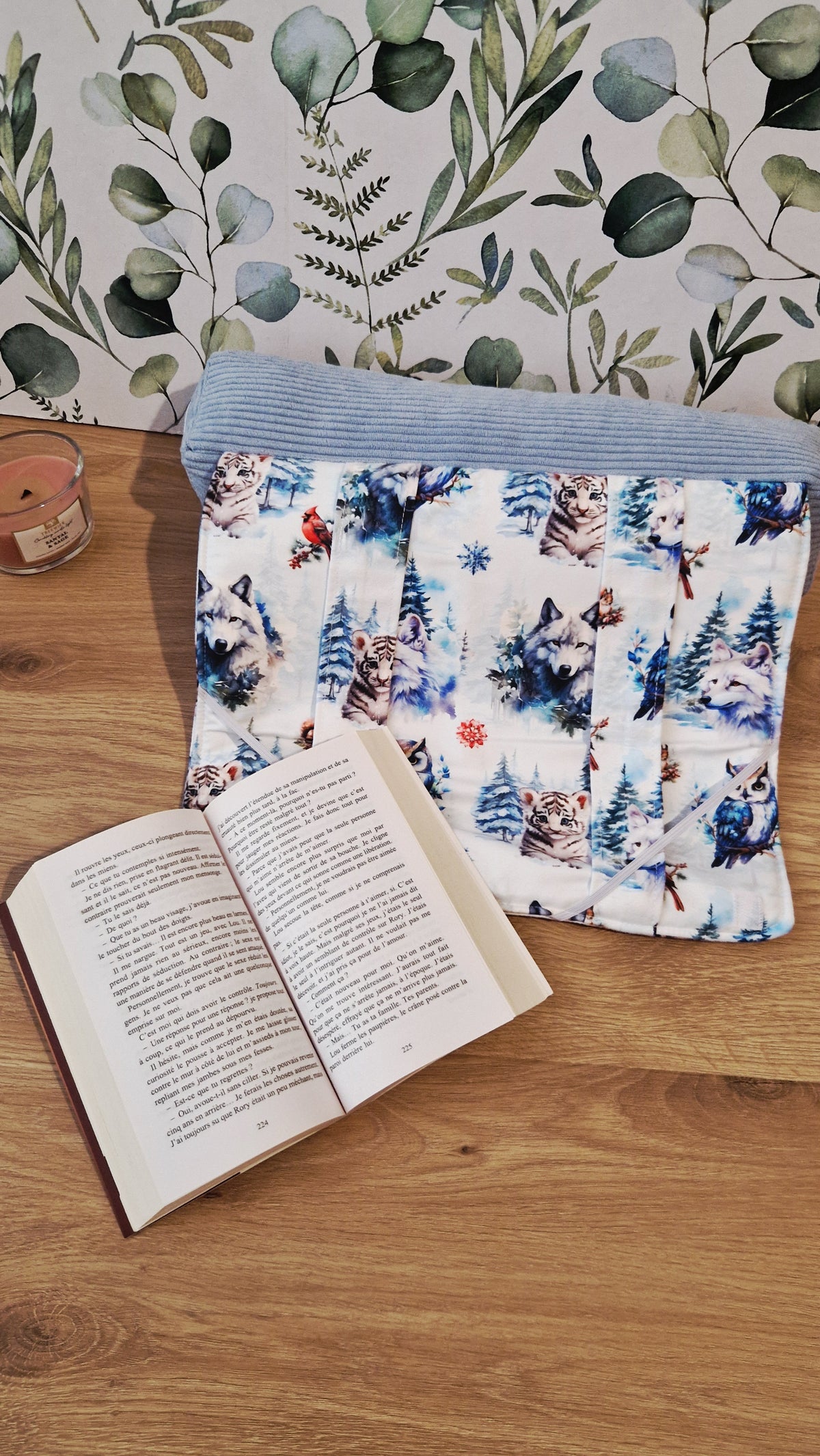 Coussin nomade animaux d'hiver format brochés 2 en 1