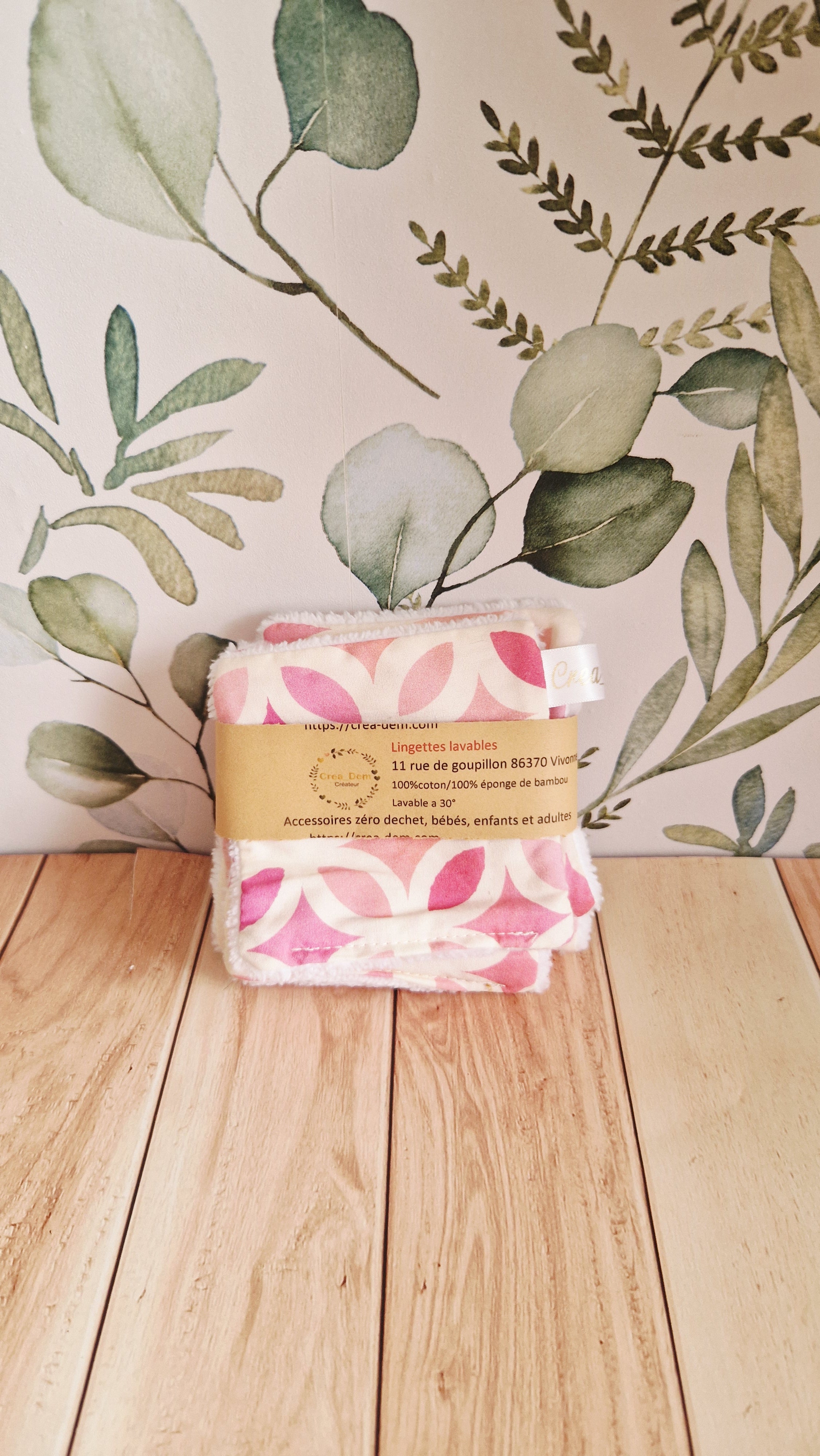 Lot 5 lingettes japonais rose