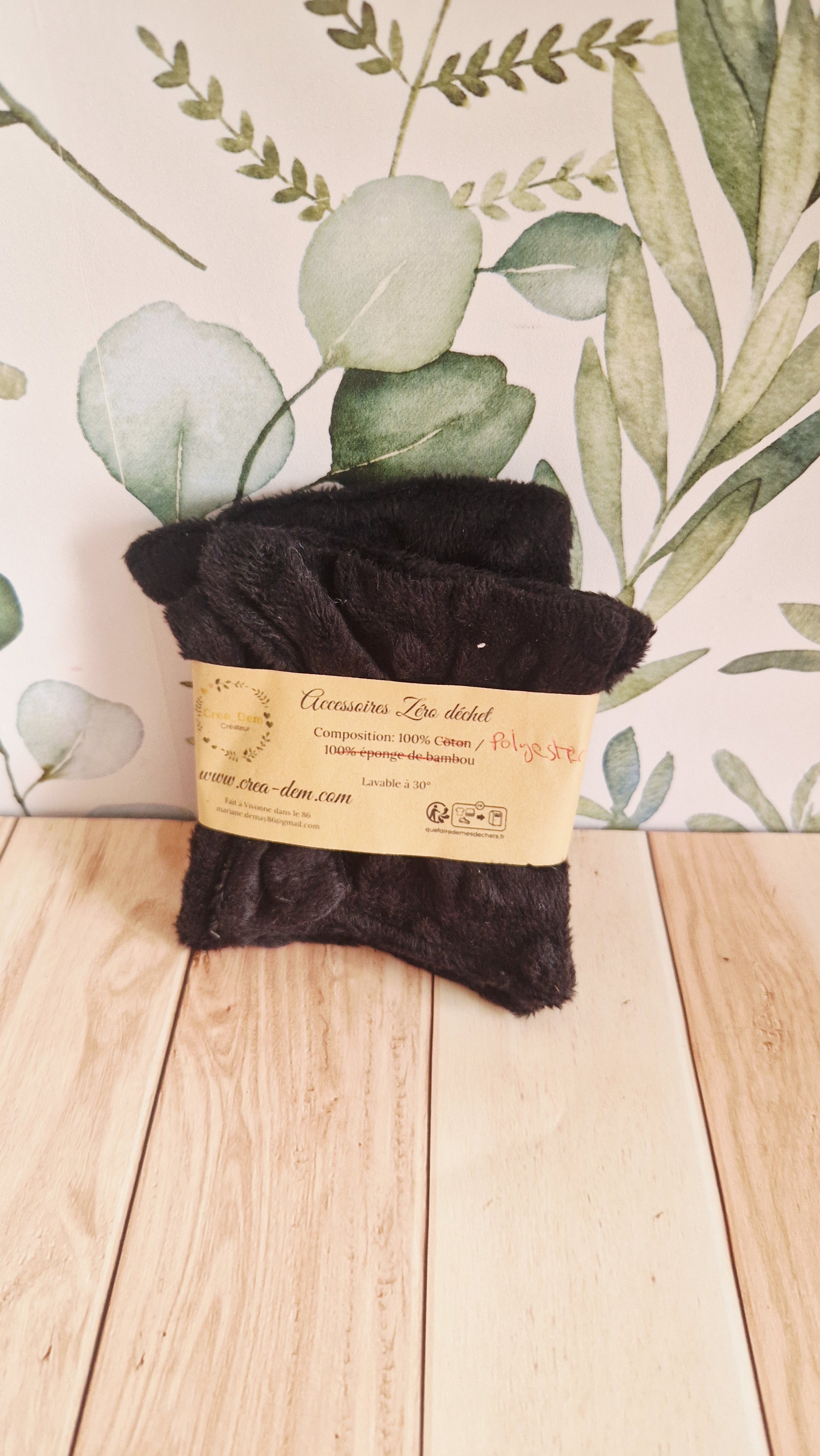 Lot 5 lingettes minky noir