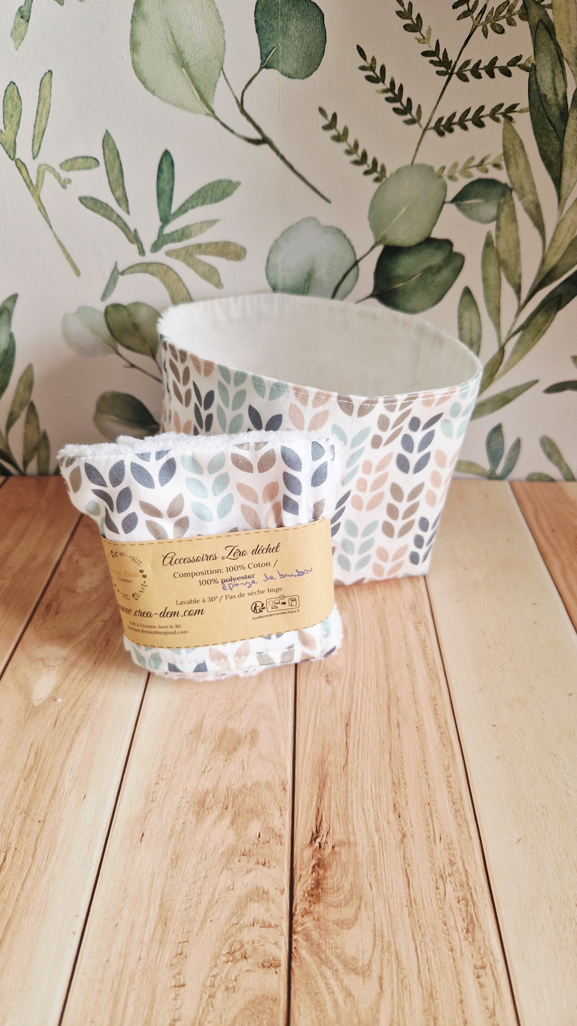 Lot 5 lingettes + panière épis multicolores